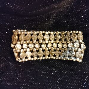 Intricate Gold and Silver Beaded Hair Accessory